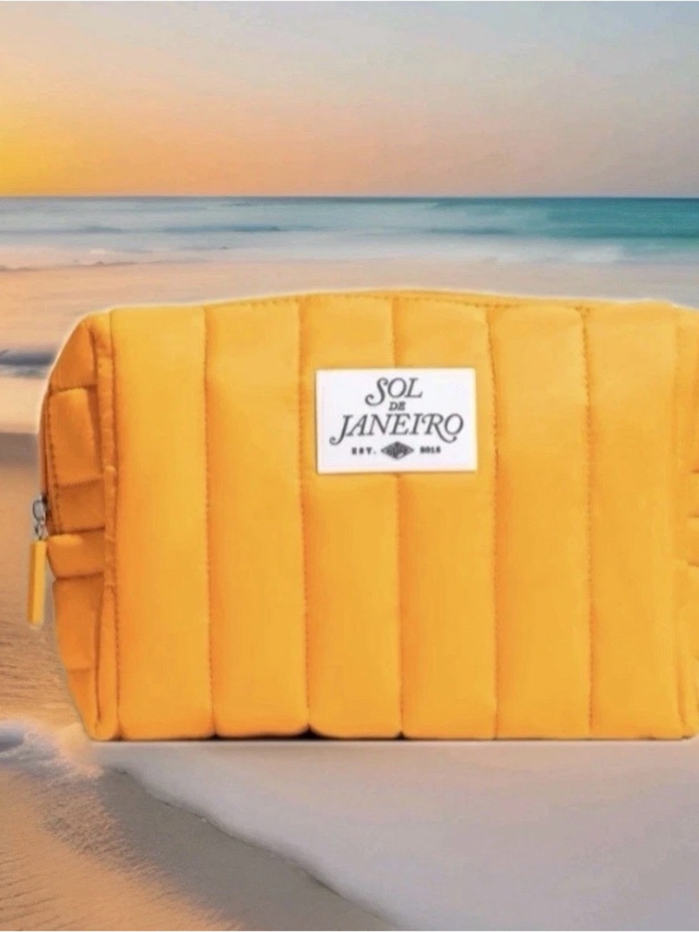 Sol de Janerio Make up/Bath & Body Large Quilted Yellow Pouch Limited Edition